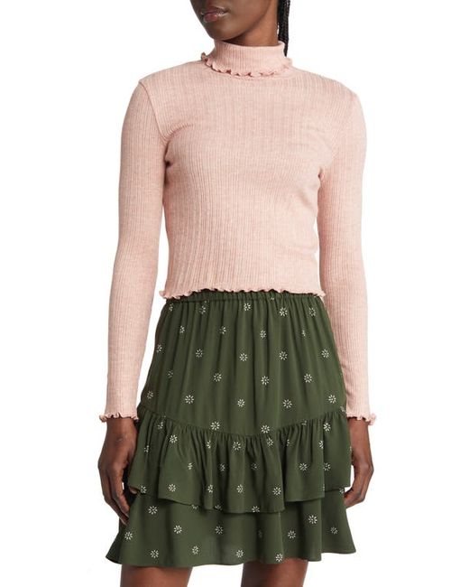 Madewell Ribbed Long Sleeve Turtleneck Crop Top in at