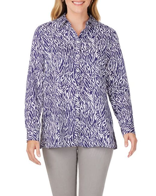 Foxcroft Journey Zebra Print Button-Up Shirt in at