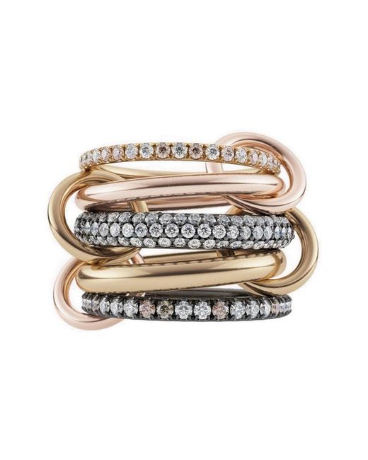Spinelli Kilcollin Leo Mix Diamond Linked Rings in Yellow Gold/Rose Gold at