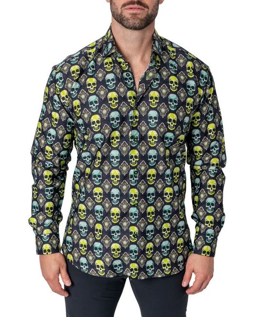 Maceoo Fibonacci Regular Fit Skull Button-Up Shirt in at