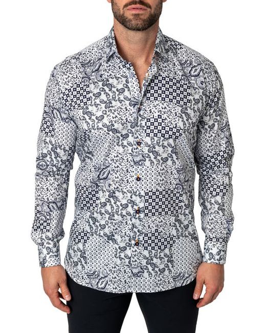 Maceoo Fibonacci Patches Cotton Button-Up Shirt in at
