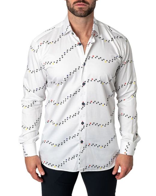 Maceoo Fibonacci Regular Fit Pawprint Button-Up Shirt at