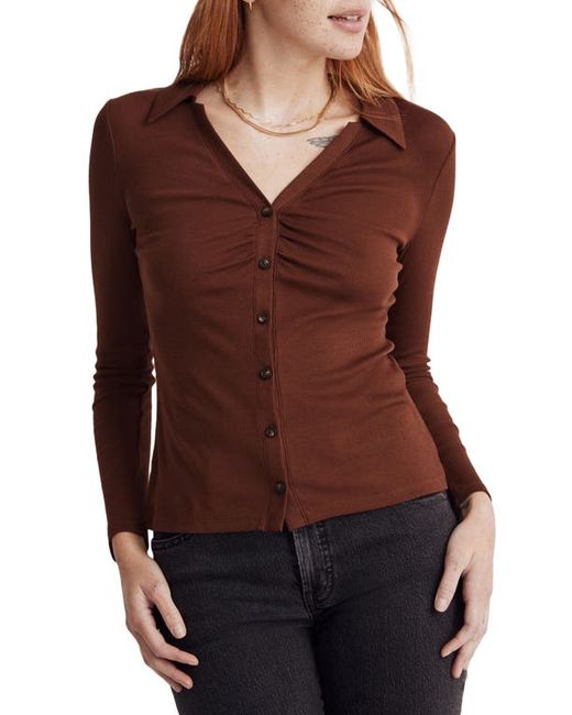 Madewell Ruched Polo Cardigan in at