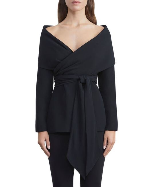 Lafayette 148 New York Portrait Collar Crepe Wrap Jacket in at