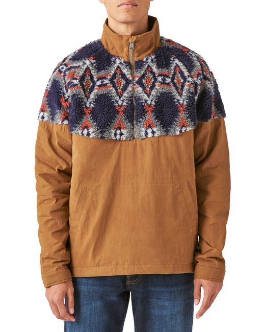 Lucky Brand Print Faux Shearling Cotton Anorak in at