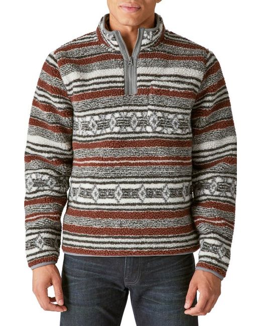 Lucky Brand Southwestern Print High Pile Fleece Utility Mock Neck Sweatshirt in at