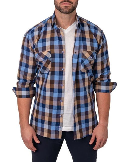 Maceoo Check Embroidered Cotton Flannel Shirt in at