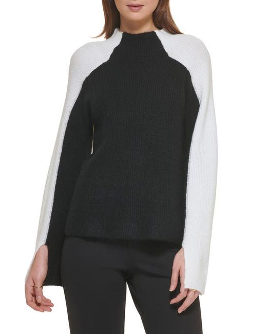 Dkny Colorblock Sweater in Black/Ivory at