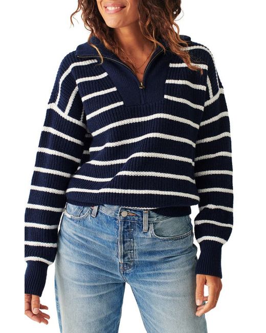 Faherty Mariner Stripe Quarter Zip Sweater in at