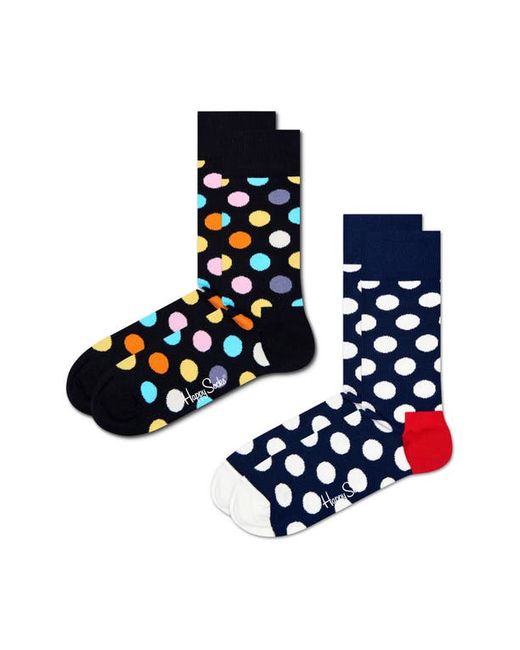 Happy Socks Classic Big Dot Assorted 2-Pack Cotton Blend Crew Socks in at