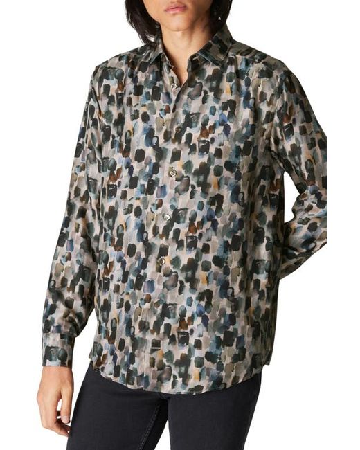 Eton Slim Fit Geometric Print Silk Dress Shirt in at