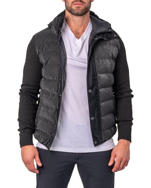 Maceoo Hooded Knit Sleeve Puffer Jacket in at