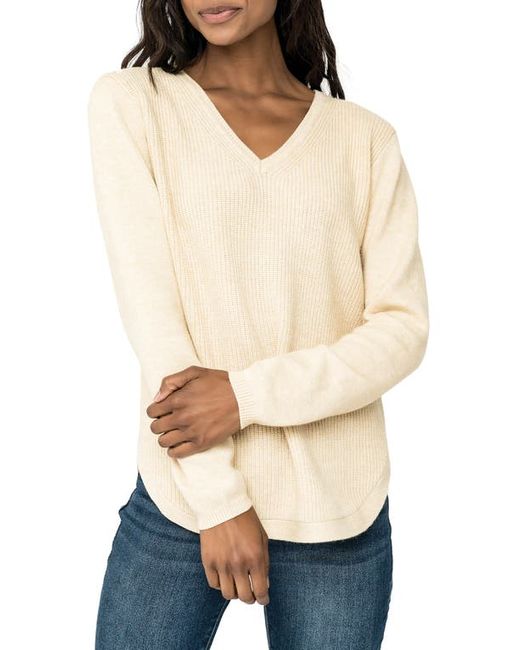 Gibsonlook V-Neck Long Sleeve Rib Sweater in at