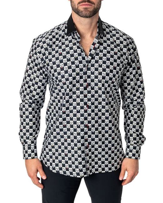 Maceoo Fibonacci Dogcheck Regular Fit Cotton Button-Up Shirt in at