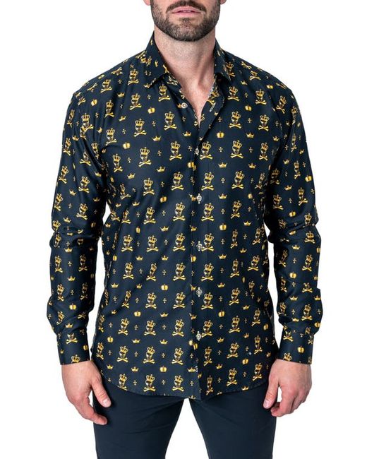 Maceoo Fibonacci Regular Fit Kingskull Button-Up Shirt at