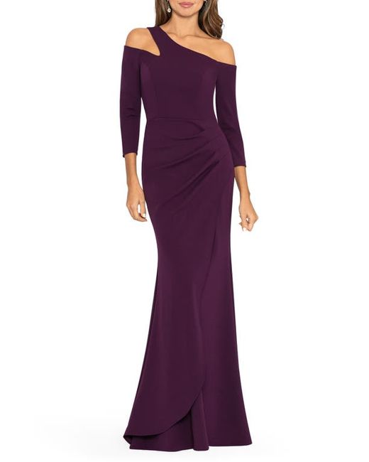 Xscape Off the Shoulder Three-Quarter Sleeve Scuba Gown in at