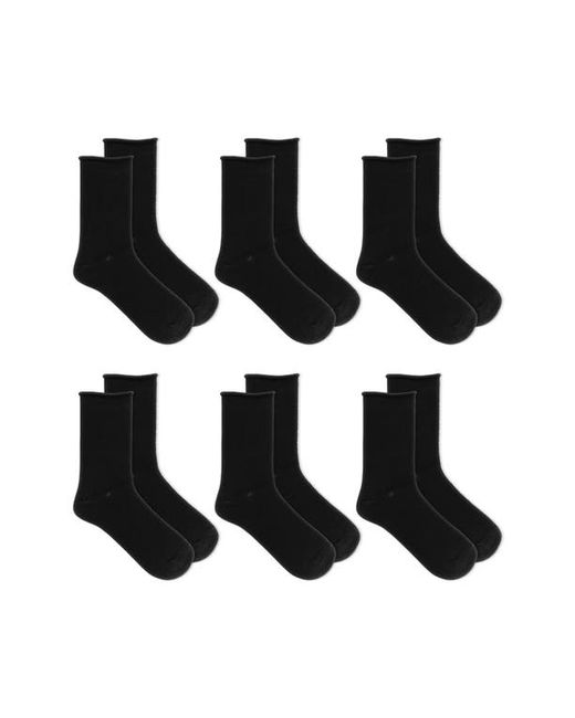 K Bell Socks 6-Pack Rib Crew Socks in at