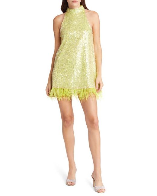 Amy Lynn Esther Sequin Faux Feather Trim Minidress in at