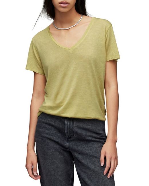 AllSaints Emelyn Shimmer V-Neck T-Shirt in at