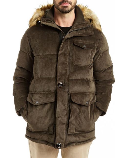 Rainforest Faux Fur Trim Corduroy Hooded Parka in at