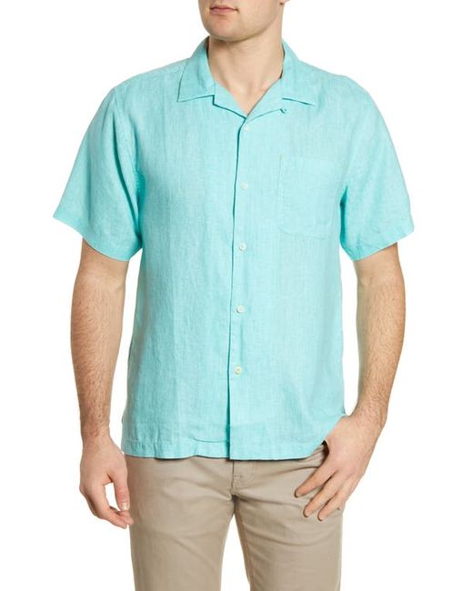 Tommy Bahama Sea Glass Short Sleeve Linen Button-Up Camp Shirt in at