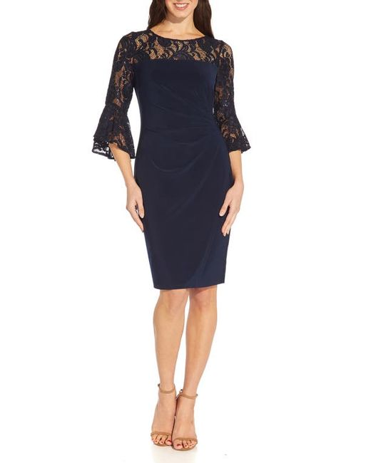 Adrianna Papell Lace Bell Sleeve Sheath Dress in at