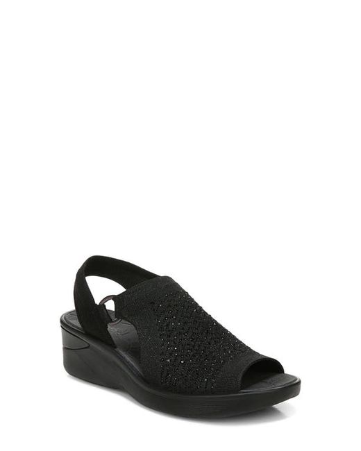 Bzees Star Bright Knit Wedge Sandal in Black Engineered at