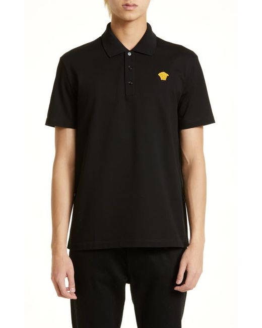 Versace Embroidered Medusa Cotton Piqué Polo in at