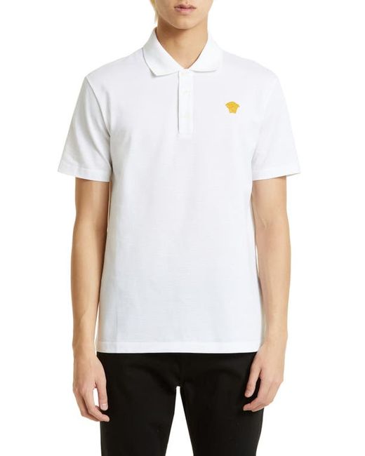 Versace Embroidered Medusa Cotton Piqué Polo in at