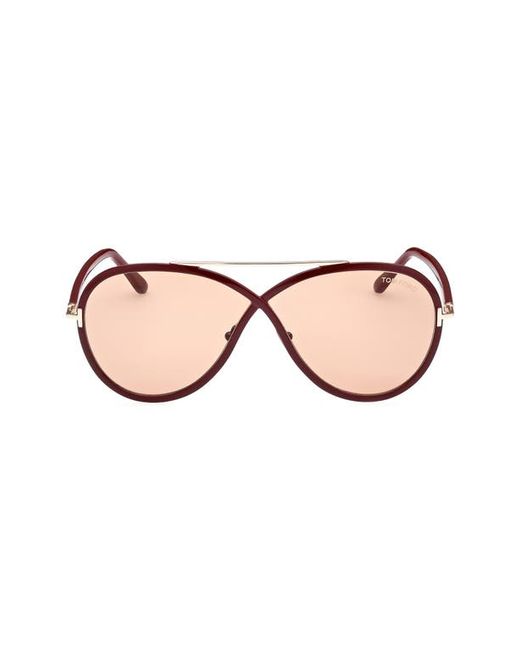 Tom Ford 65mm Oversize Round Sunglasses in Shiny Bordeaux at