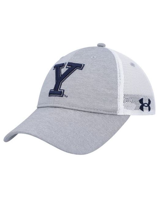 Under Armour White Yale Bulldogs Sideline Performance Trucker Snapback Hat at One Oz