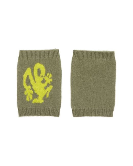 Frenckenberger x Richie Hawtin Cashmere Fingerless Gloves in Light Kale/Plastikman Acid at