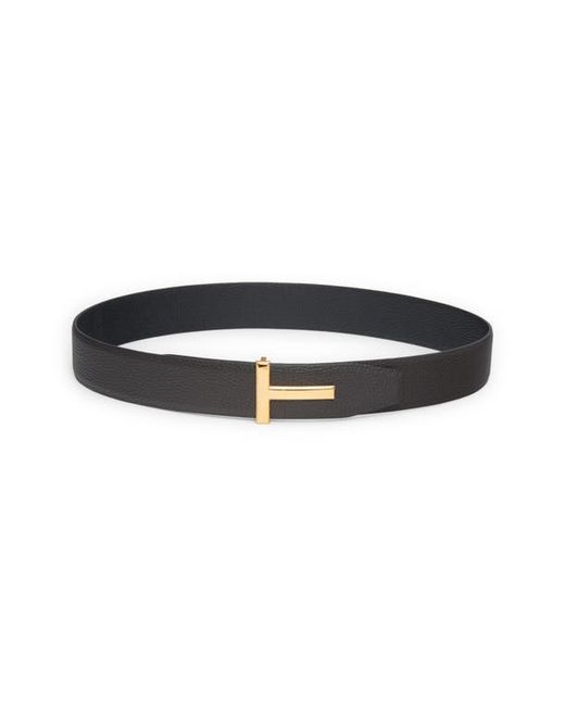 Tom Ford T Icon Reversible Soft Grain Leather Belt in Black at