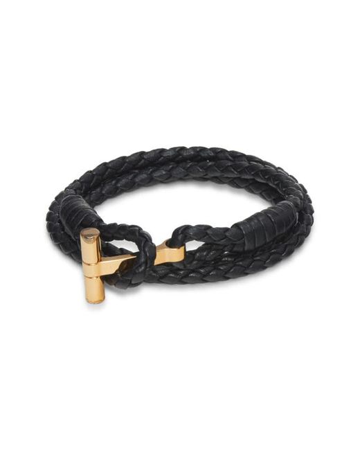 Tom Ford Scoubidou Braided Leather Bracelet in Gold at