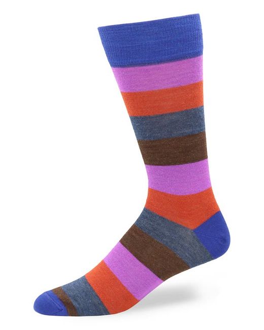 Lorenzo Uomo Stripe Wool Blend Dress Socks in at