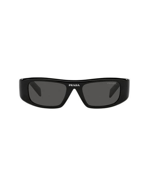 Prada 49mm Rectangular Sunglasses in Black/Dark Grey at