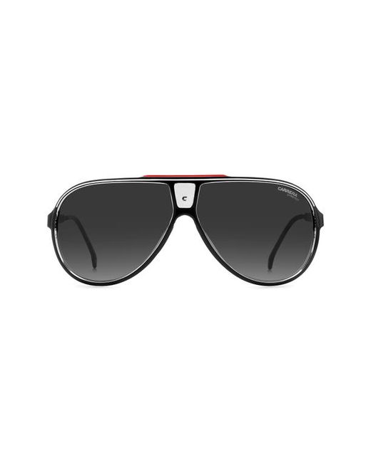 Carrera 63mm Polarized Aviator Sunglasses in Black Grey Shaded at