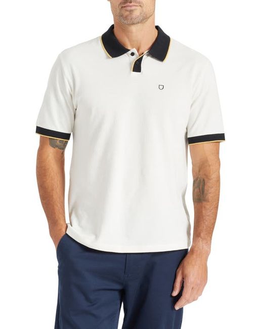Brixton Pipe Trim Short Sleeve Polo in Off Black at