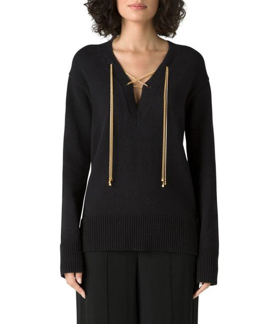 St. John Evening Chain Lace-Up Sweater in at
