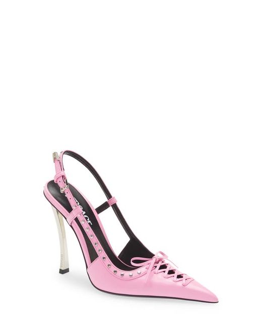Versace Lace-Up Pointed Toe Slingback Pump in at