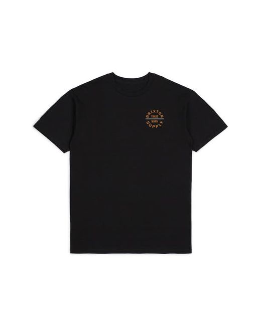 Brixton Oath V Logo T-Shirt in Black/Burnt Orange at
