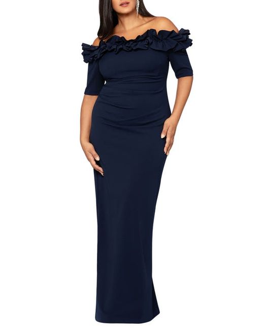 Xscape Ruffle Off the Shoulder Sheath Dress in at