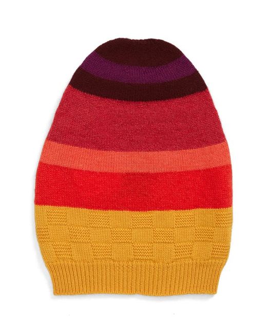 Wales Bonner Mixed Stitch Stripe Merino Wool Mohair Blend Beanie in at