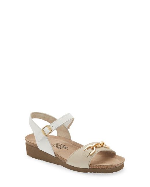 Naot Aubrey Wedge Sandal in Soft Ivory/Soft Leather at