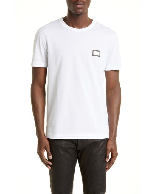 Dolce & Gabbana Logo Plate Crewneck Cotton T-Shirt in at