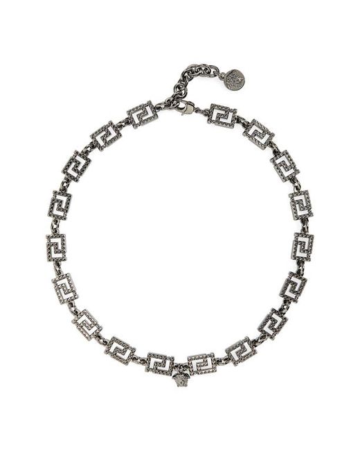 Versace Greca Studded Chain Link Necklace in at