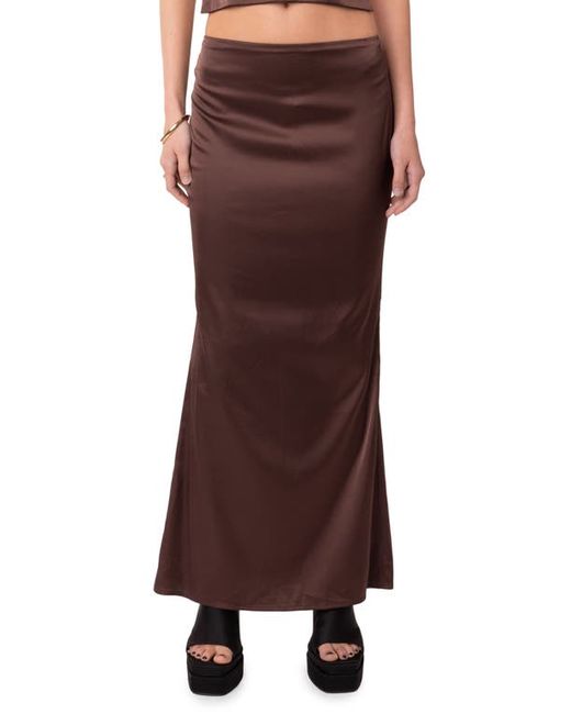 Edikted Ruched Satin Maxi Skirt in at
