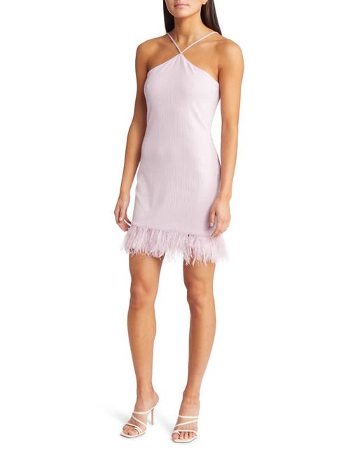 Saylor Ainsley Feather Trim Minidress in at