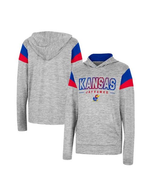 Colosseum Youth Kansas Jayhawks Tartookas Long Sleeve Hoodie T-Shirt at
