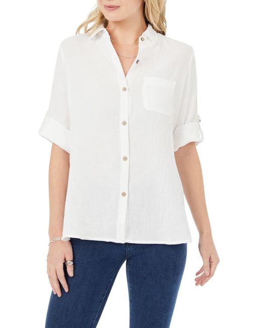 Foxcroft Tamara Gauze Button-Up Shirt in at